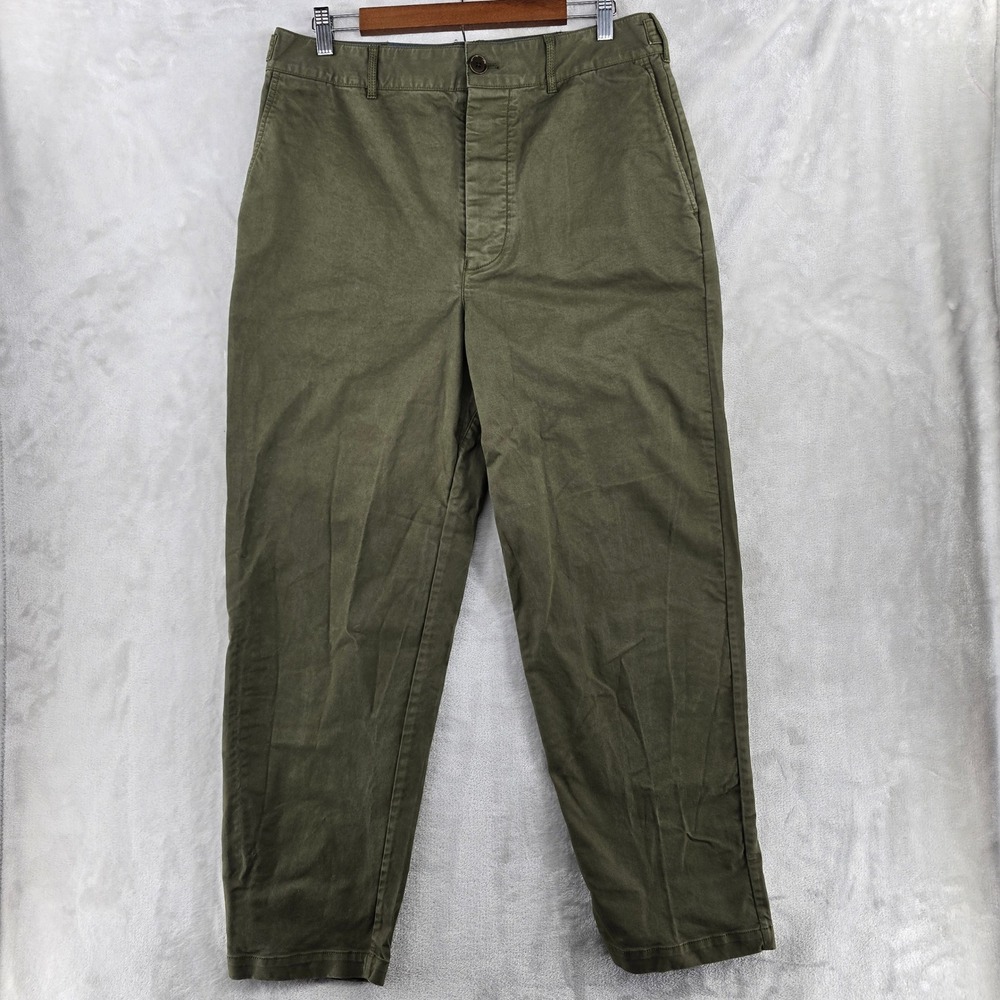 Alex Mill Olive Green Cropped Pants High Waist Military Trousers‎ Size 14